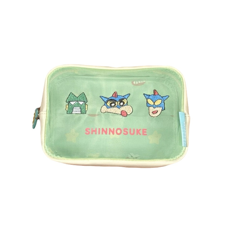 ボックスポーチ アイボリー/グリーン