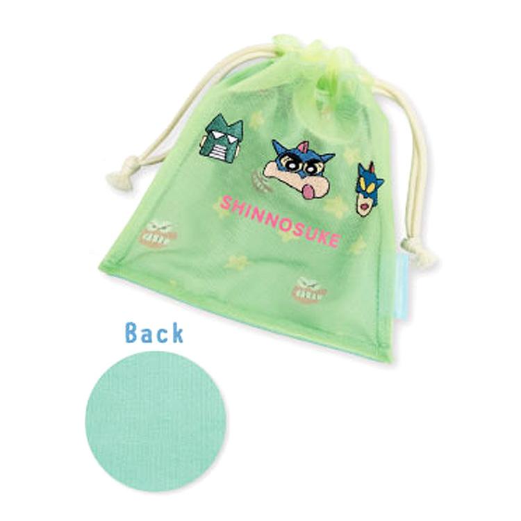 メッシュ巾着 アイボリー/グリーン