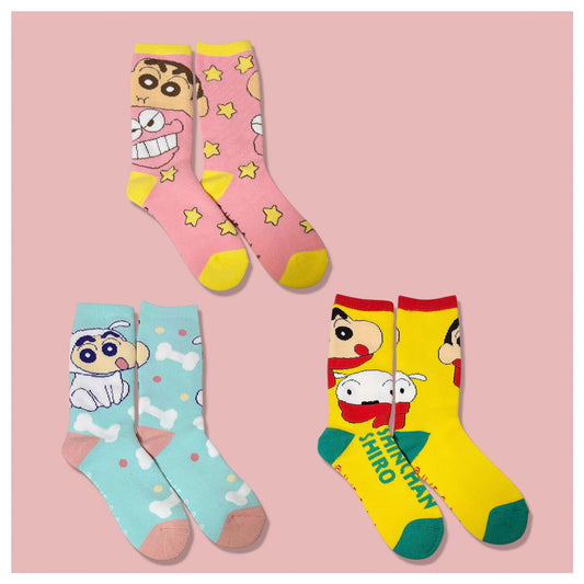 ぽかぽかルームソックス スター／シロのしんのすけ／しんのすけとシロ