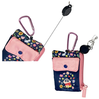 リール付きパスケース フラワーシリーズ ネイビー／ブルー