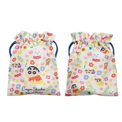 トラベル巾着 フラワーシリーズ ネイビー／ベージュ