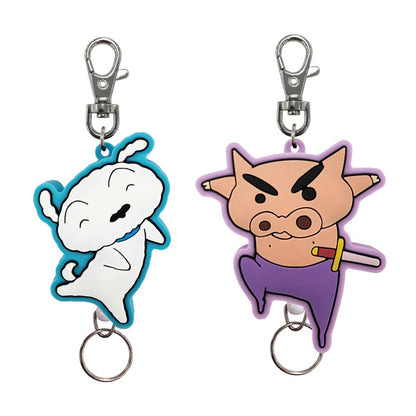 ラバーリールキーホルダー シロ にっこり／ぶりぶりざえもん ジャンプ