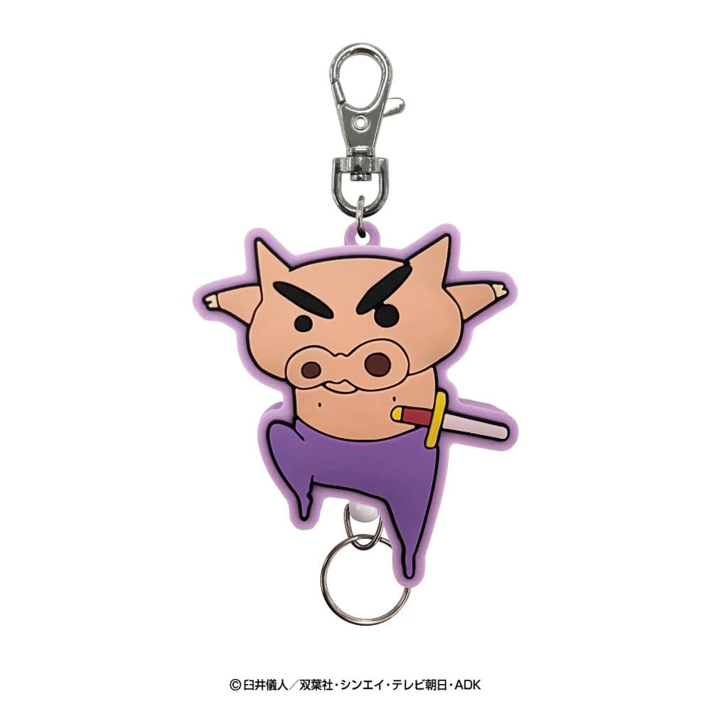 ラバーリールキーホルダー シロ にっこり／ぶりぶりざえもん ジャンプ