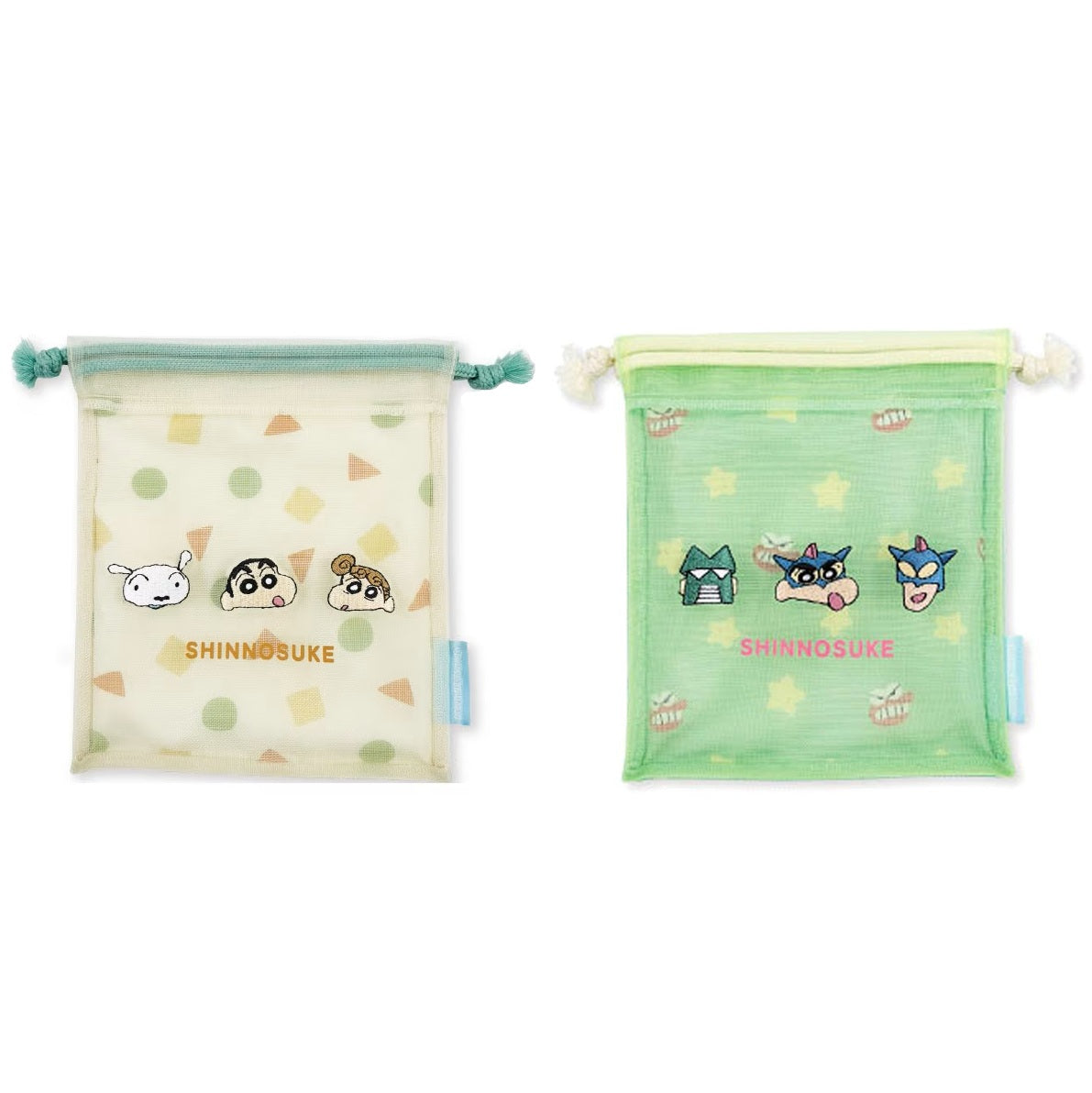 メッシュ巾着 アイボリー／グリーン