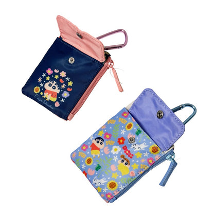 リール付きパスケース フラワーシリーズ ネイビー／ブルー