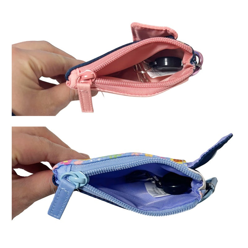 リール付きパスケース フラワーシリーズ ネイビー／ブルー