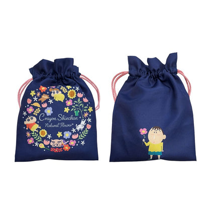 トラベル巾着 フラワーシリーズ ネイビー／ベージュ