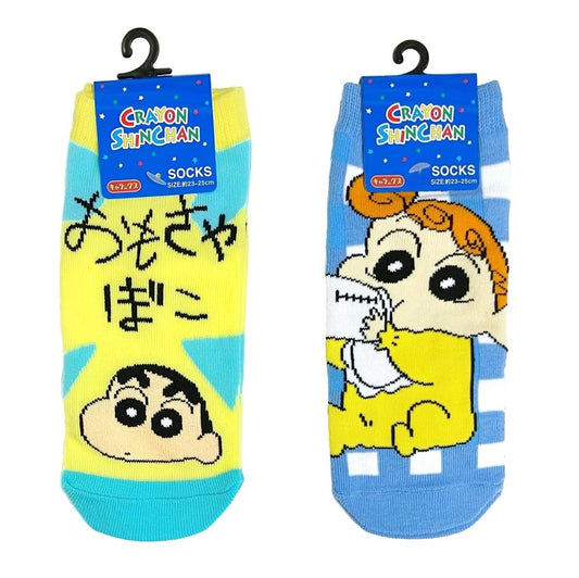 靴下 しんちゃん おもちゃばこ／ひまわり チェック