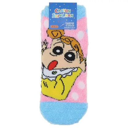 もこもこ靴下 ドット しんちゃん／ひまわり／ぶりぶりざえもん