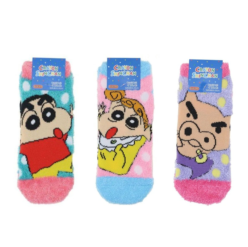 もこもこ靴下 ドット しんちゃん／ひまわり／ぶりぶりざえもん