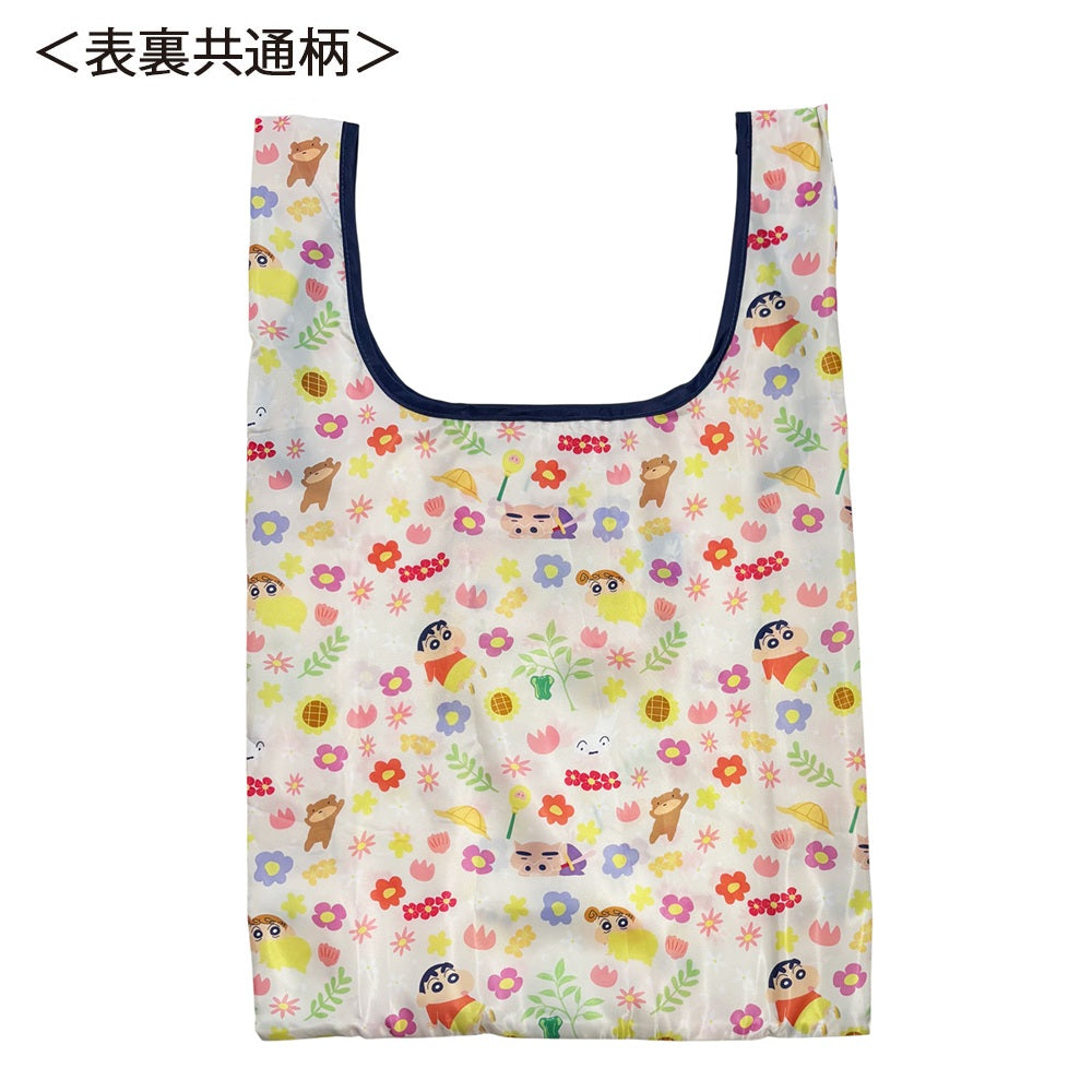 マルシェショッピングバッグ フラワーシリーズ ネイビー／ベージュ