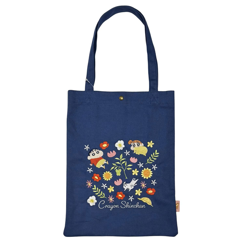 フラワーシリーズ 刺繍トート ネイビー／ベージュ – クレヨン