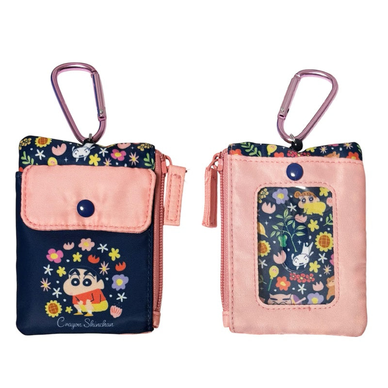 リール付きパスケース フラワーシリーズ ネイビー／ブルー