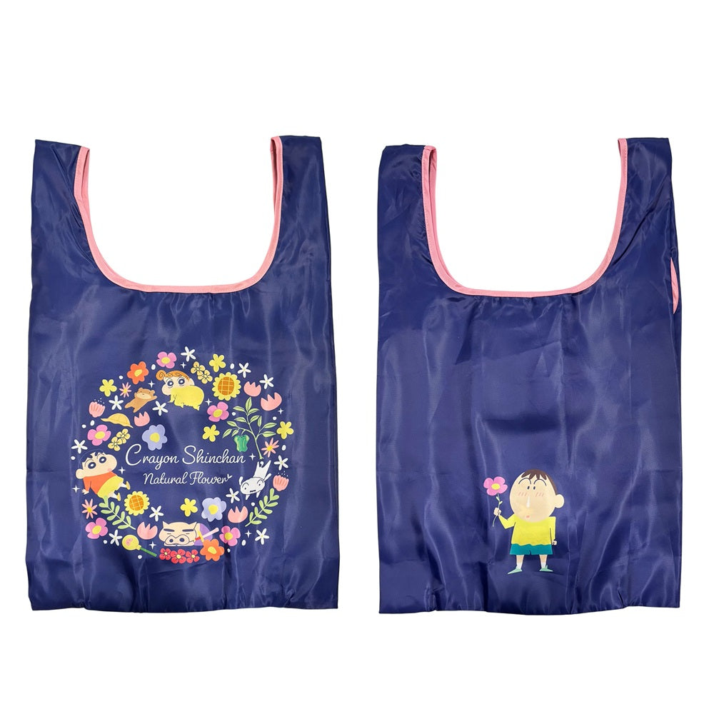 マルシェショッピングバッグ フラワーシリーズ ネイビー／ベージュ