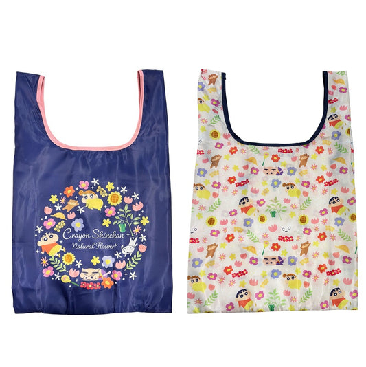 マルシェショッピングバッグ フラワーシリーズ ネイビー／ベージュ